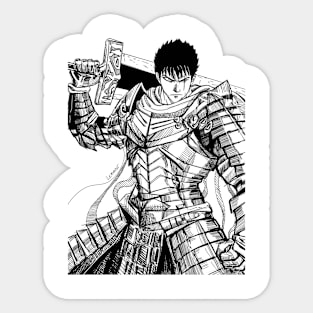 the dragon killer in armor of madness ecopop anime style art Sticker